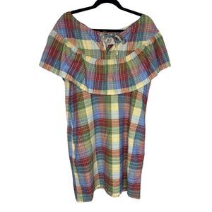 Ace & Jig Dress Size Large Clifton in Madras Plaid Metallic Threading Boho NWT